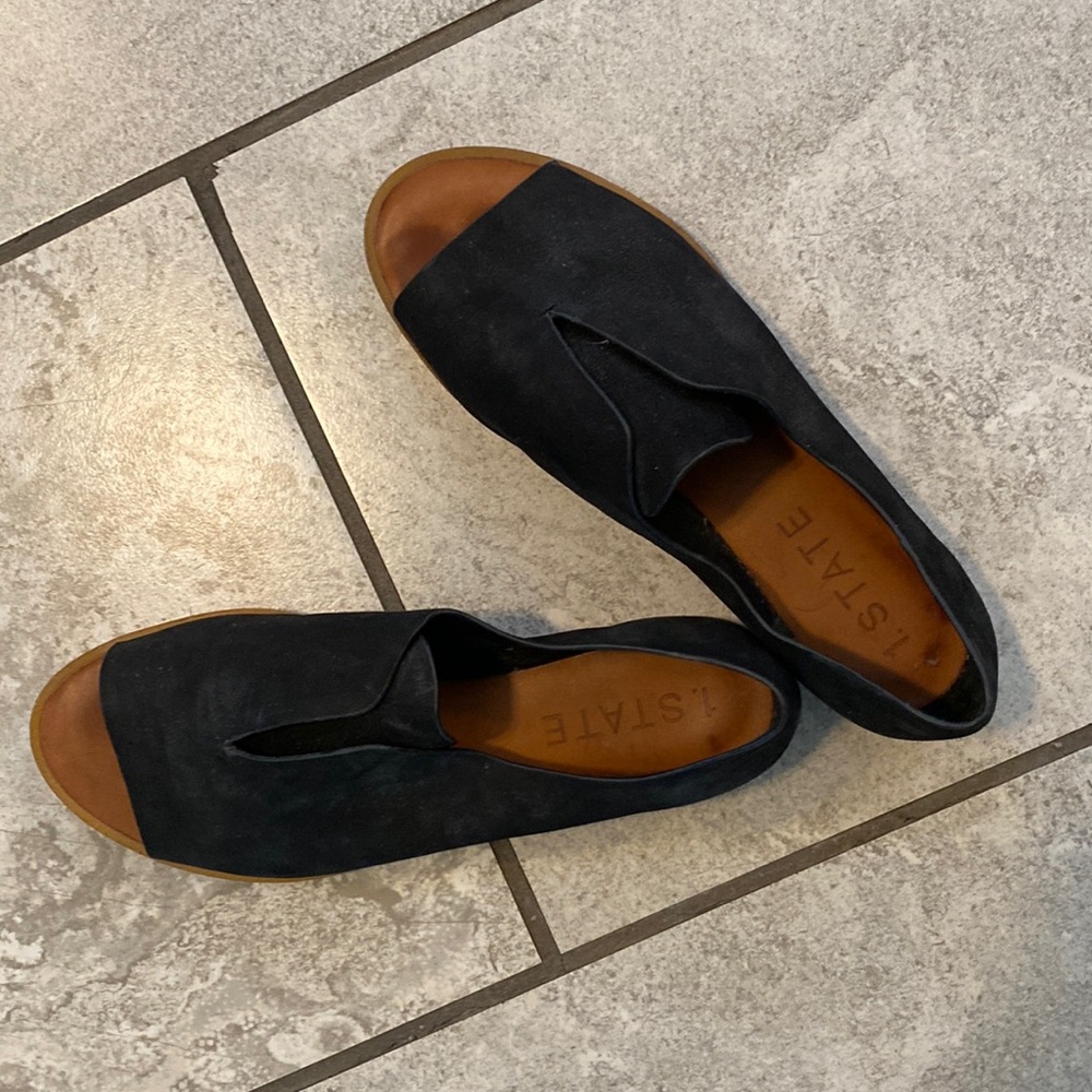 1. State Black Cassidee Suede Open Toe Flats